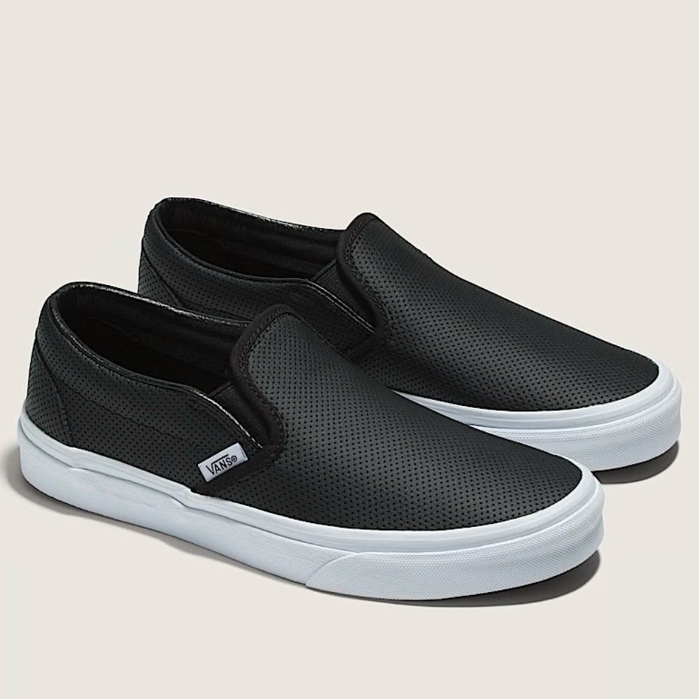 Vans Classic Slip On Shoe Black Leather Unisex W 7.5 M6